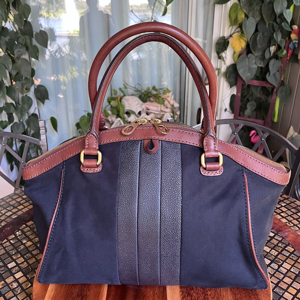 Brooks Brothers Rare Vintage Canvas Leather Crescent Tote RARE EUC